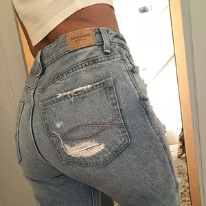 High rise girlfriend jeans